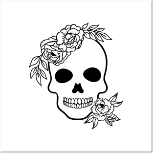 Floral skull Posters and Art